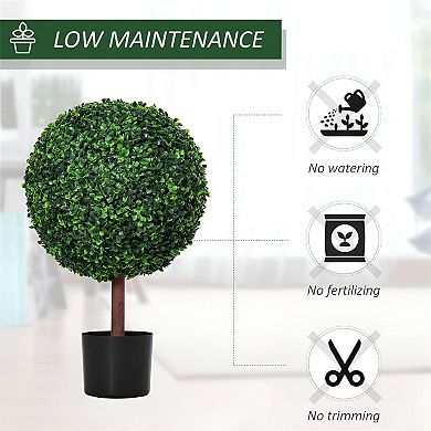 Artificial Boxwood Plant Faux Greenery Tree with Pot for Indoor Outdoor Décor