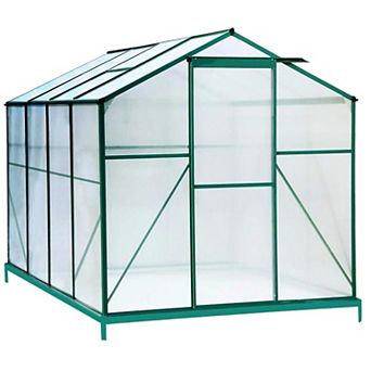 Backyard Walk-In Greenhouse with Sliding Door, Polycarbonate Panels, Aluminum Frame