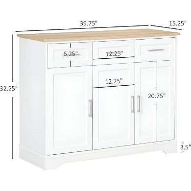 Kitchen Storage Sideboard Cabinet with Adjustable Shelf and Drawer Organization