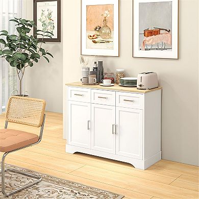 Kitchen Storage Sideboard Cabinet with Adjustable Shelf and Drawer Organization