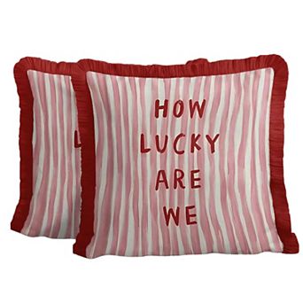 Striped Fringed Cushion Cover Set of 2, Modern Tasselled Throw Pillow Cover