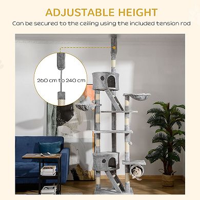 Adjustable Height Cat Tower with Ladders, Plush Beds, and Interactive Ball Toys
