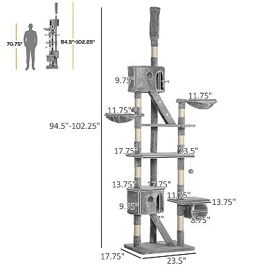 Adjustable Height Cat Tower with Ladders, Plush Beds, and Interactive Ball Toys