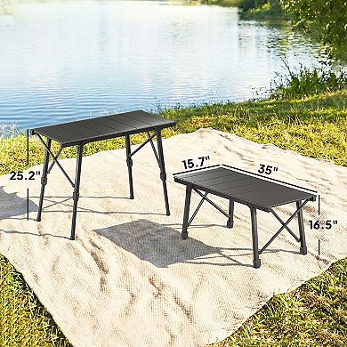 Outsunny Folding Picnic Table Adjustable Height 35inch x15.7inch