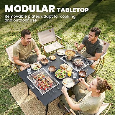 Outsunny Folding Picnic Table Adjustable Height 35inch x15.7inch