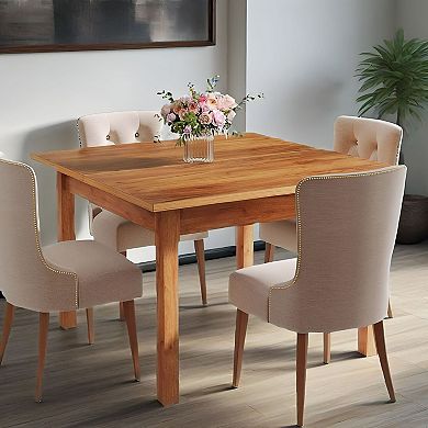 Compact Square Wood Table for Dining Room, Kitchen, or Living Room