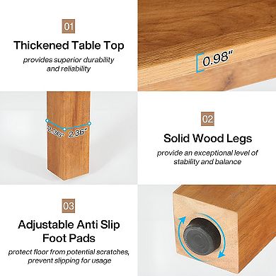 Compact Square Wood Table for Dining Room, Kitchen, or Living Room