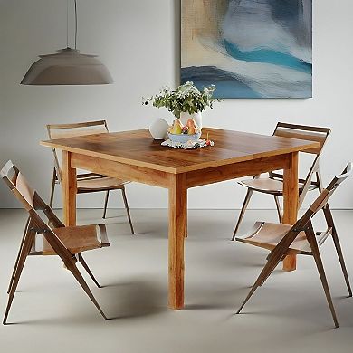 Compact Square Wood Table for Dining Room, Kitchen, or Living Room