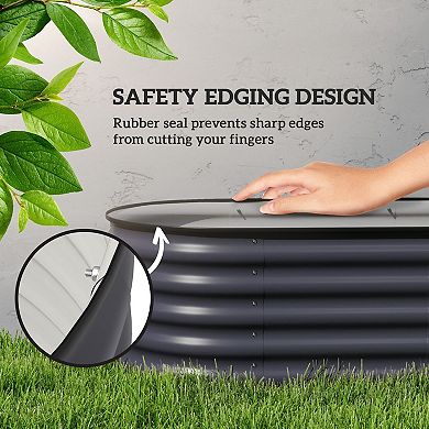 Dark Grey Galvanized Steel Raised Garden Bed Planter Box for Vegetables and Flowers