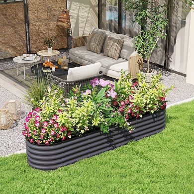 Dark Grey Galvanized Steel Raised Garden Bed Planter Box for Vegetables and Flowers
