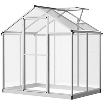 Backyard Polycarbonate Greenhouse Kit with Aluminum Frame and Roof Vent