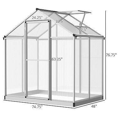 Backyard Polycarbonate Greenhouse Kit with Aluminum Frame and Roof Vent