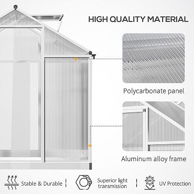 Backyard Polycarbonate Greenhouse Kit with Aluminum Frame and Roof Vent