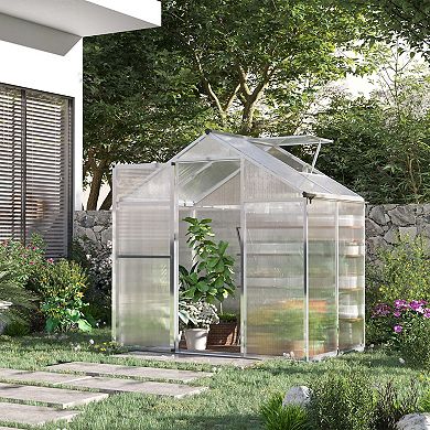 Backyard Polycarbonate Greenhouse Kit with Aluminum Frame and Roof Vent