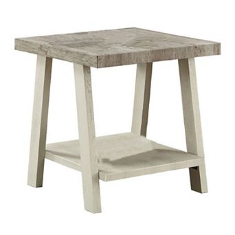 Coffee Table with Shelves, Modern Wood Center Table for Living Room - Grey and Beige