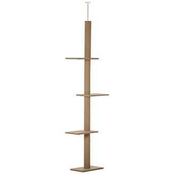 Adjustable Tall Cat Tower with Soft Platforms, Ceiling Mount, and Climbing Levels