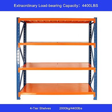 Steel Storage Shelf with 4 Adjustable Layers, Utility Rack for Tools, Equipment, or Supplies