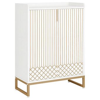 5 tier Shoe Cabinet for 2025 Pairs with Slim Vertical Design - White Finish