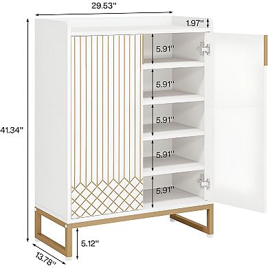 5-Tier Shoe Cabinet for 2025 Pairs with Slim Vertical Design - White Finish