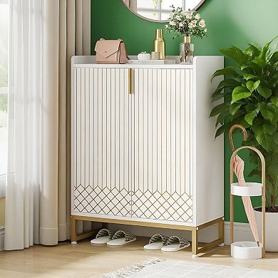 5-Tier Shoe Cabinet for 2025 Pairs with Slim Vertical Design - White Finish
