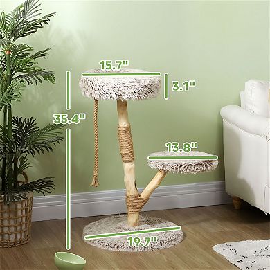 Cat Tree with Plush Bed, Scratching Post and Rope Toy for Indoor Cats