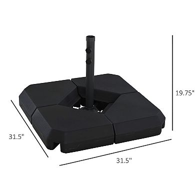 4-Plate Umbrella Base System with Steel Frame, Fits 2" Patio Umbrella Pole - Black