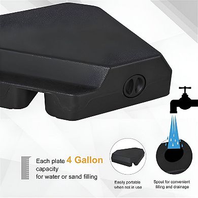 4-Plate Umbrella Base System with Steel Frame, Fits 2" Patio Umbrella Pole - Black