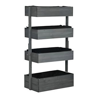 4 tier Wooden Vertical Garden Planter for Patio, Balcony, or Small Outdoor Space - Grey