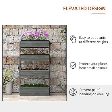 4-Tier Wooden Vertical Garden Planter for Patio, Balcony, or Small Outdoor Space - Grey