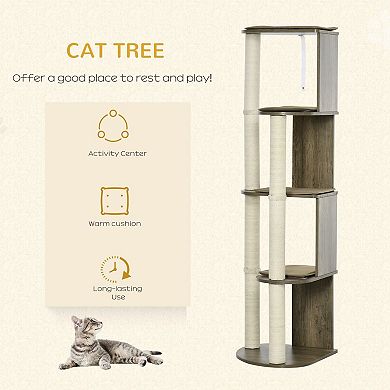 Corner Cat Tree with Multiple Perches, Scratching Posts, and Stable Base