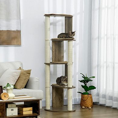 Corner Cat Tree with Multiple Perches, Scratching Posts, and Stable Base