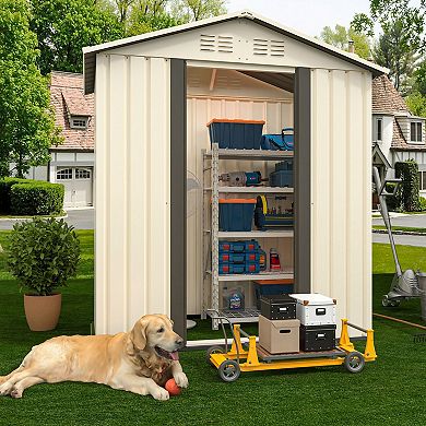 Compact Backyard Storage Shed with Weather-Resistant Metal Construction