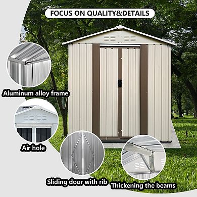 Compact Backyard Storage Shed with Weather-Resistant Metal Construction