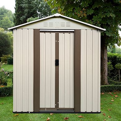Compact Backyard Storage Shed with Weather-Resistant Metal Construction