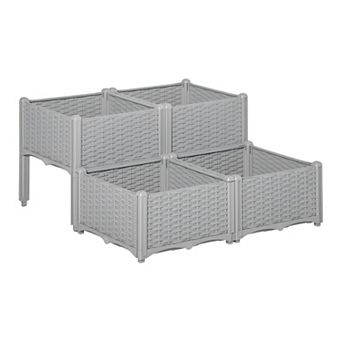 Elevated Polypropylene Planter for Vegetables, Herbs, or Flowers Small Spaces - Grey