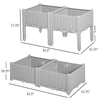 Elevated Polypropylene Planter for Vegetables, Herbs, or Flowers Small Spaces - Grey