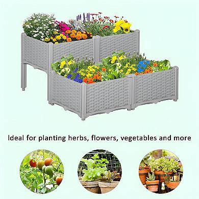 Elevated Polypropylene Planter for Vegetables, Herbs, or Flowers Small Spaces - Grey