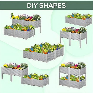 Elevated Polypropylene Planter for Vegetables, Herbs, or Flowers Small Spaces - Grey