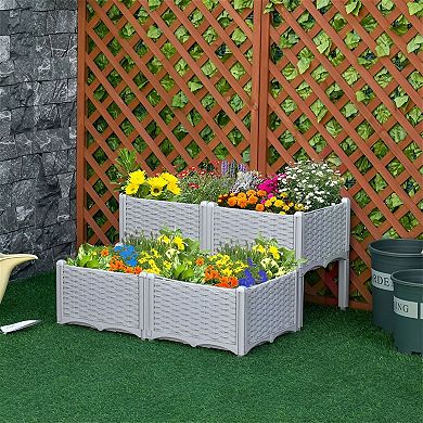 Elevated Polypropylene Planter for Vegetables, Herbs, or Flowers Small Spaces - Grey