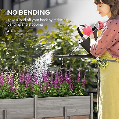 Fir Wood Elevated Garden Bed Large Outdoor Planter with Drainage for Vegetables or Herbs