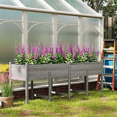 Fir Wood Elevated Garden Bed Large Outdoor Planter with Drainage for Vegetables or Herbs