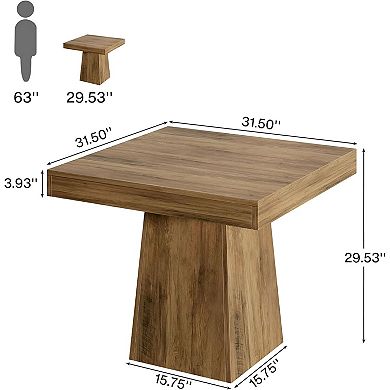 Compact Wood Dining Table Square Top for Kitchen or Apartment