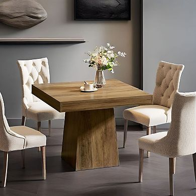 Compact Wood Dining Table Square Top for Kitchen or Apartment