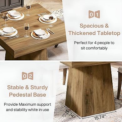 Compact Wood Dining Table Square Top for Kitchen or Apartment