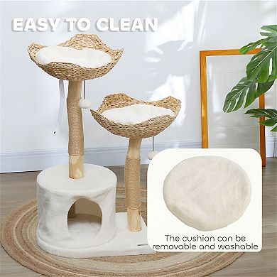 Cat Tree with Round Bed, Cat Condo and Scratching Posts for Indoor Cats