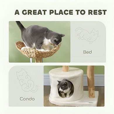 Cat Tree with Round Bed, Cat Condo and Scratching Posts for Indoor Cats