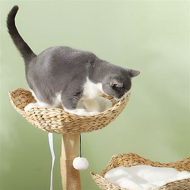 Cat Tree with Round Bed, Cat Condo and Scratching Posts for Indoor Cats