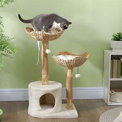 Cat Tree with Round Bed, Cat Condo and Scratching Posts for Indoor Cats