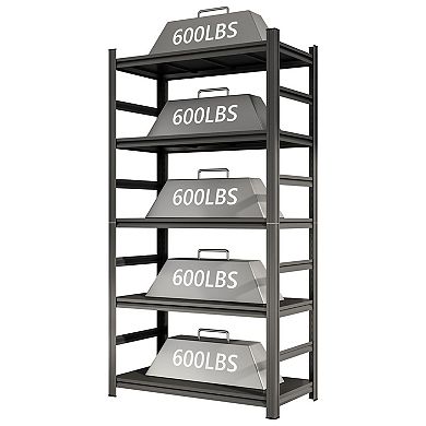 Tall Metal Storage Rack with 5 Adjustable Shelves for Garage, Workshop or Storage Room