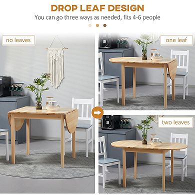 Drop Leaf Pinewood Table Compact Foldable Dining Table for Small Spaces